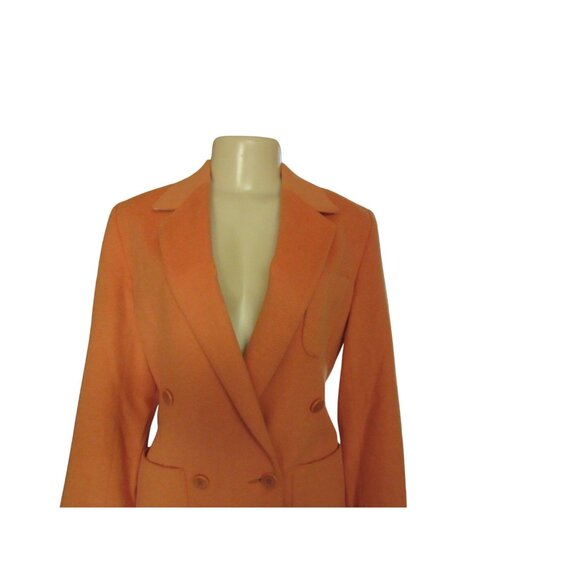Vintage Austin Reed Petite Blazer Burnt Orange Wool & Angora Double Breasted SZ - Picture 3 of 7